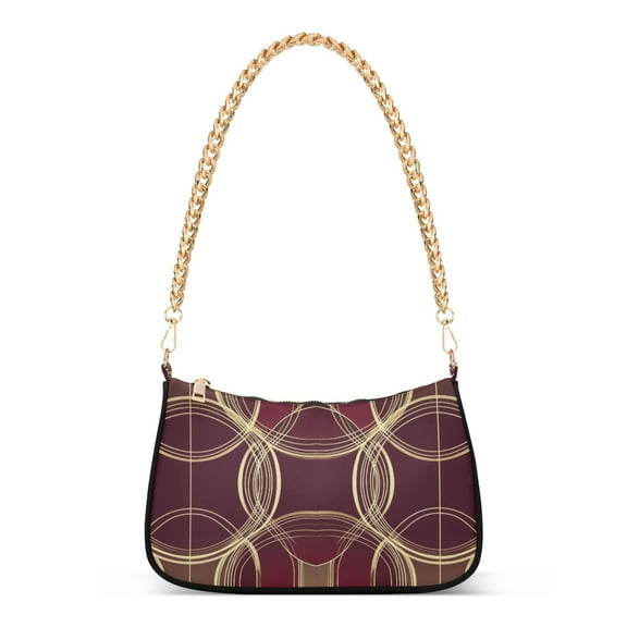 FORMRS Womens Shoulder Bag with Chain Strap Clutch Purse Cute Tote Handbag, Gold Abstract Pattern