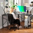 thumbnail image 6 of Dkelincs 50 inch L Shaped Home Office Desk with Side Storage Bag & CPU Stand, Corner Computer Desk for Study Writing & Gaming, Black, 6 of 8