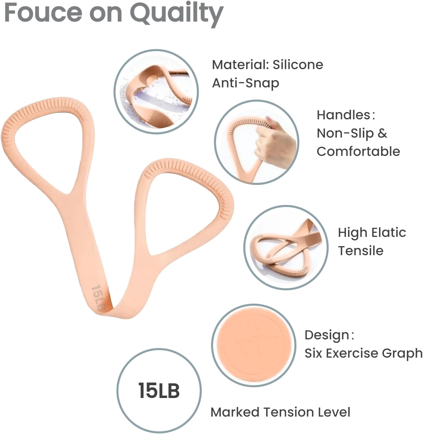 JJEAN-Figure 8 Resistance Band with Handles, Silicone Exercise Bands for Physical Therapy, Arm Shoulder Back Chest Workout, Portable Home Fitness Stretching Equipment for Yoga & Pilates