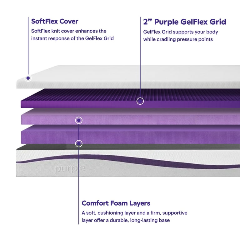 Purple Mattress Queen GelFlex Grid Better than Memory Foam Temperature Neutral