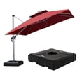 thumbnail image 1 of PURPLE LEAF Parasol de Patio Carré de Luxe 10 Pi avec Base, Grand Parasol Déporté à Mât Décentré avec Rotation à 360°, Rouge Brique, 1 of 14