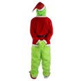 thumbnail image 4 of Disfraces de cosplay de Grinch de Feliz Navidad, máscara de peluche de ladrón verde, pantalones, guantes, gorro rojo de Papá Noel, camisetas, calcetines, conjunto festivo, regalo de Navidad, 4 of 4