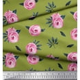 thumbnail image 2 of Soimoi Green Viscose Chiffon Fabric Leaves & Ranunculus Floral Print Fabric by the Yard 42 Inch Wide, 2 of 3