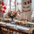 thumbnail image 5 of Navy Blue Grey Stripe Round 15 Inch Placemats Set of 4, Modern Art Horizontal Striped HeatResistant Non Slip Place Mats for Dining Table, Wipeable Braided Kitchen Table Mats for Housewarming, 5 of 9