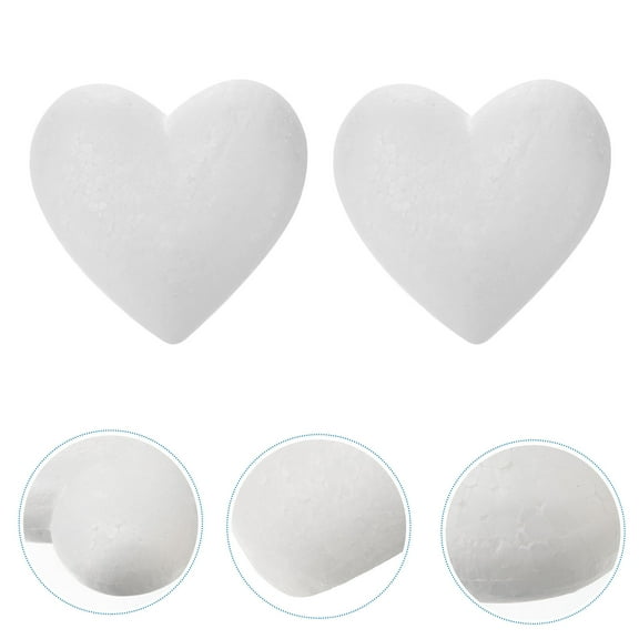OUNONA White Foam Heart Model for DIY Crafts Party Decorations, Durable and Lightweight, 165mm, 4pcs