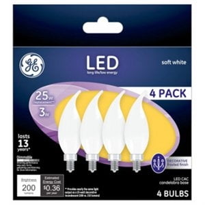 Decorative LED Light Bulbs, Frosted, Candelabra Base, 2.5-Watts, 200 Lumens, 4-Pk. -37319