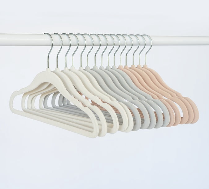 3 Sprouts Baby Velvet, Non-Slip Clothes Hangers - Pack of 30 - Assorted - Cream, Gray, Hazlenut