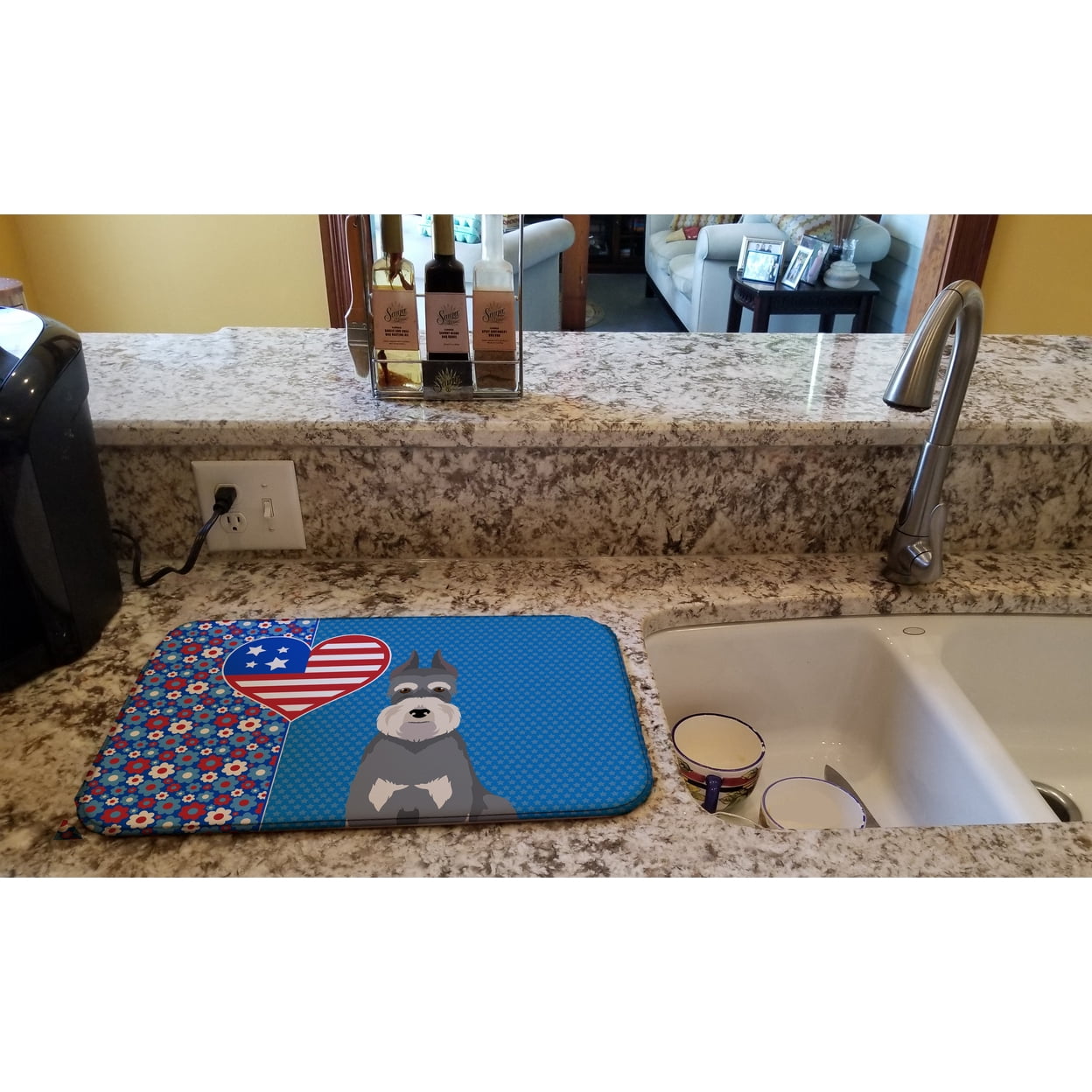 Salt Pepper Schnauzer USA American Dish Drying Mat