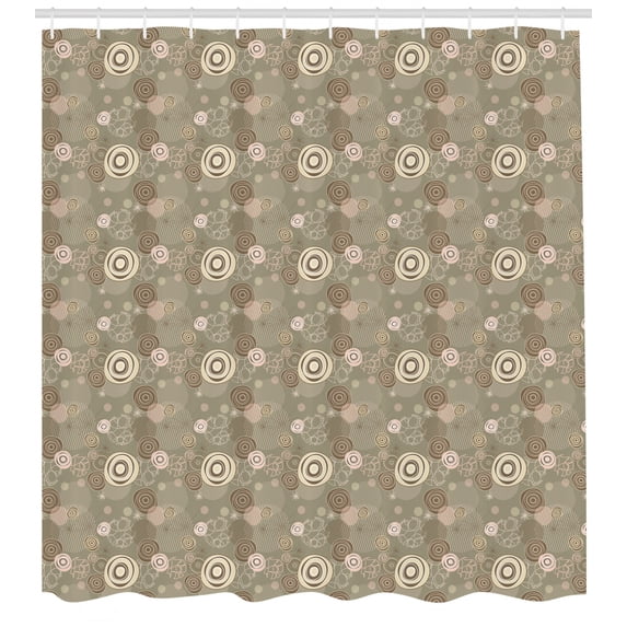 Ambesonne Abstract Shower Curtain, Circles and Lines, 69"Wx84"L, Sage Green Brown Blush