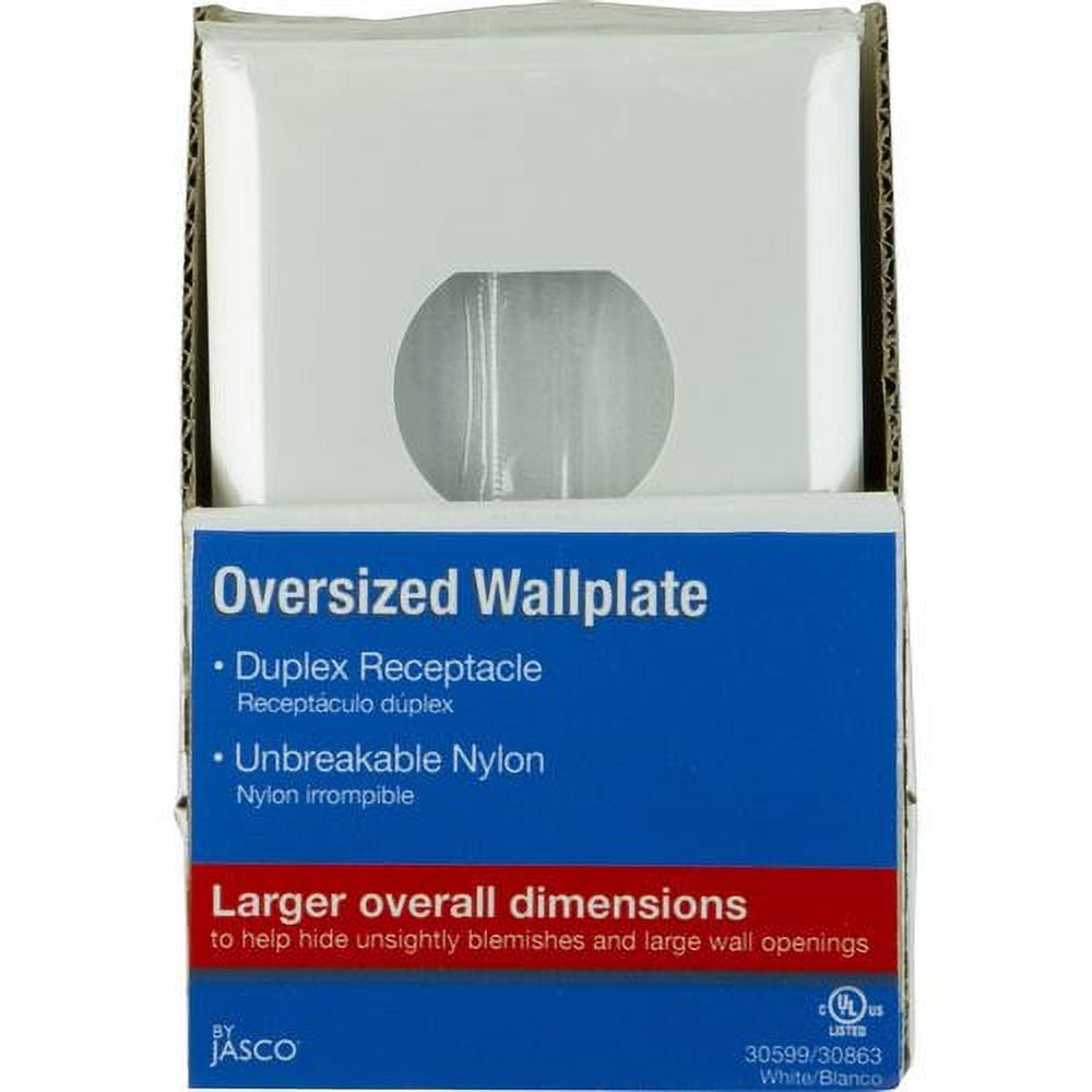 Duplex Receptacle Oversize Wall Plate, White