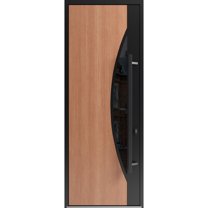 Front Exterior Prehung Steel Door / Ronex 1077 Teak / Entry Metal Modern Painted W36x96 Left-hand