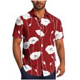 thumbnail image 2 of Gamivast Hawaiian Shirt for Men Fashion Print Short Sleeve Tops Summer Button Down Shirts Beach Vacation Summer Shirt Red XXXXL Mens Placed by Me to be Delivered, 2 of 6