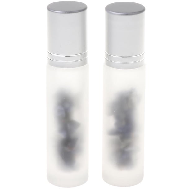 Paquete de 2 Piezas, de Frascos de Botellas de de Rodillo de de Cristal de Jade de Cristal Vacíos, Soportes de Caja de Botellas D - Veteado azul Yinane Perfume Roller Ball Bottle