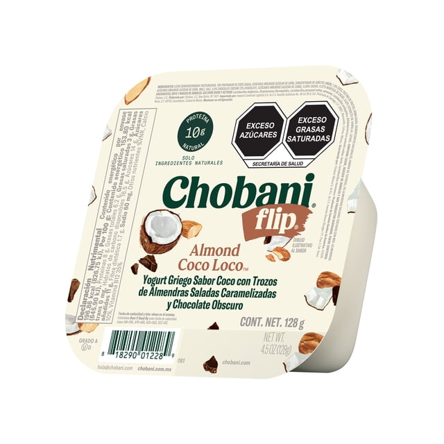 Yogurt griego Chobani Flip bajo en grasa sabor almond coco loco 128 g
