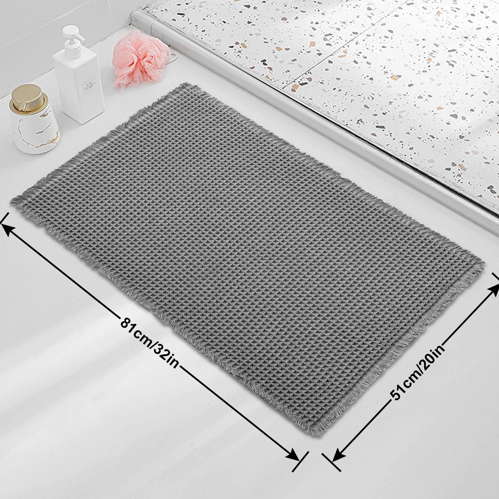 Eurhowing Waffle Bathroom Rugs 20"×32", Ultra Absorbent Non-Slip Bath Mat, Quick Dry Washable Bathroom Floor Mat, Gray