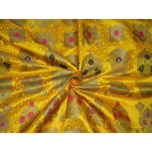BROCADE jacquard FABRIC mango gold and multi color x metalic gold COLOR 44quot; wide
