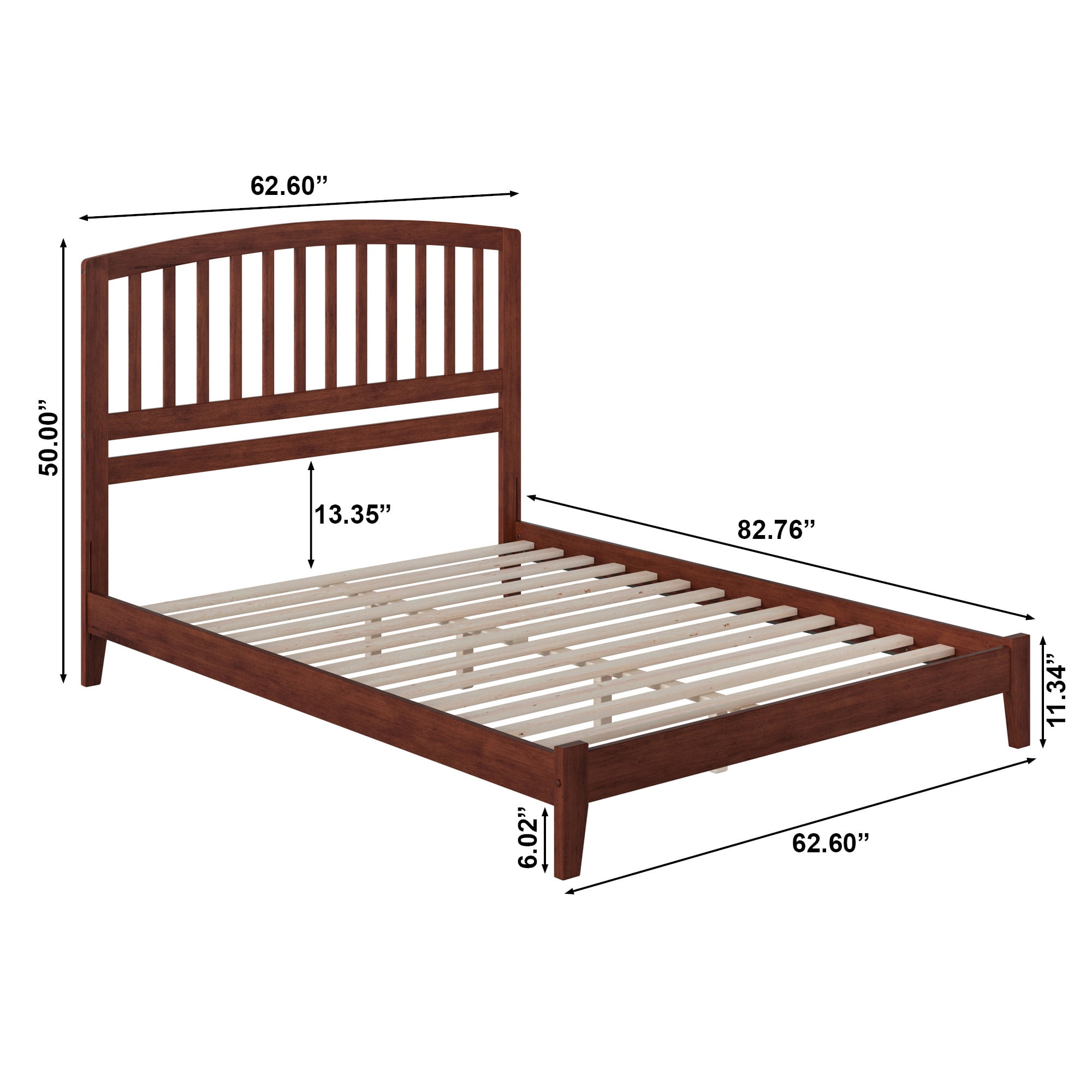 AFI Richmond Queen Low Profile Wood Platform Bed, Walnut