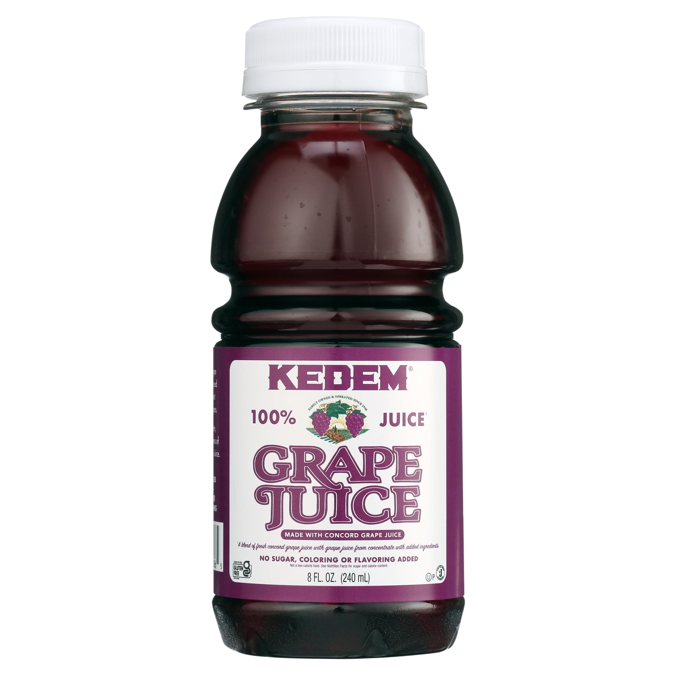 Kedem Grape Juice, 8oz BPA Free Plastic Bottle 12 Pack Made With Concord Grapes, Certified Kosher