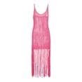 thumbnail image 6 of UPPADA Women's Tassel Bikini Casual Cover Up Fringe Sheer Beach Cover Up Dress Backless Sleeveless Spaghetti Strap Vacation Dress Hot Pink,S, 6 of 6
