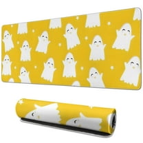 Long Mouse Pads for Desk,Happy Halloween Ghost Pattern Desk Mats on Top Of Desks, Desk Mouse Pad Extra Large with 3mm Non-Slip Base and Stitched Edge for Gaming,Office,Work,Home 31.5x11.8in