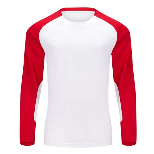 Timegard Athletic Tops for Men Plus Size Crewneck Long Sleeve Color Block Workout Running Tee Shirts