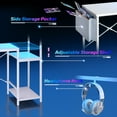 thumbnail image 6 of Bestier Gaming Desk with LED Lights, 44'' Computer Desk with Reversible Shelves, PC Gamer Desk with Side Storage Bag, Hooks and Height Adjustable Shelf for Home Office, White, 6 of 10