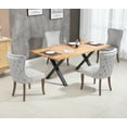 thumbnail image 6 of Set of 6 Wingback Upholstered Dining Chairs with Nailhead Trim, Fabric Side Dining Room Chairs with Tufted Button, Living Room Chairs for Home Kitchen Dining Room Resturant (Grey), 6 of 8