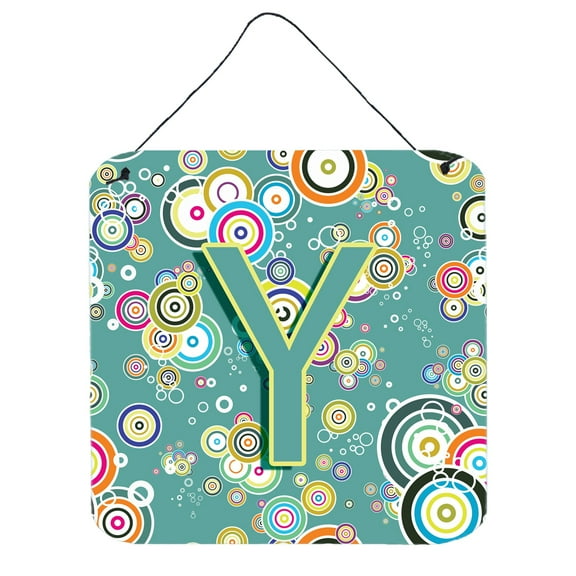 Carolines Treasures CJ2015-YDS66 Letter Y Circle Circle Teal Initial Alphabet Wall or Door Hanging Prints 6HX6W