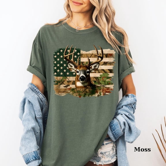 Sam Soft Hunter Shirt, American Flag Deer Super Soft Cotton T-Shirt, Gift for Father, Hunting Apparel for Men