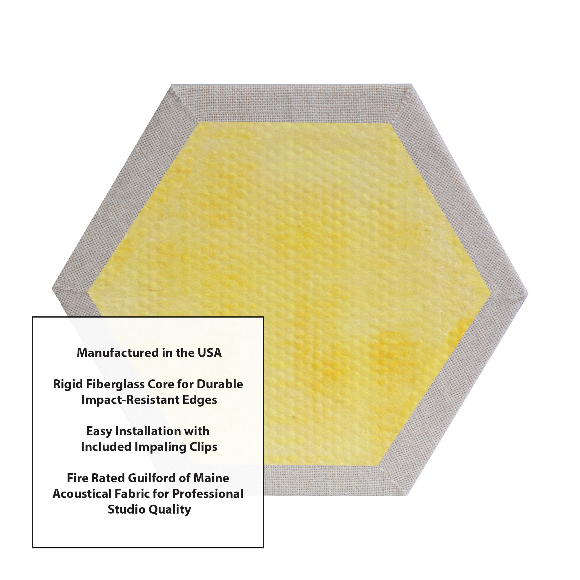 ATS Acoustics Hexagon Acoustic Panel Fire Rated 12" x 2" Sound Absorbing Professional Studio Quality Wall Tile (Oyster)