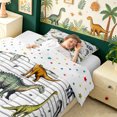 thumbnail image 4 of meiyoeat Cartoon Dinosaur Twin Comforter Sets for Girls Boys, Jungle Wildlife Bedding Set, White Green, Polkadot Reversible, 2pcs, 1 Comforter and 1 Pillowcase, 4 of 6
