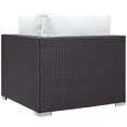 thumbnail image 6 of Contemporary Modern Urban Designer Outdoor Patio Balcony Garden Furniture Lounge Sofa, Chair and Coffee Table Fire Pit Set, Fabric Rattan Wicker, White, 6 of 8