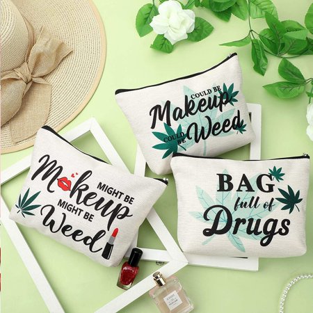 6 Pieces Funny Weed Leaf Cosmetic Bag Might Be Makeup Bag Multipurpose Makeup Case With Zipper Canvas Bag Travel Toiletry Pouch For Women Friend Walmart Canada