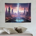 thumbnail image 4 of ONETECH  Punk City Night Tapestry Urban Neon Cityscape Wall Hanging Skyscraper Futuristic Tapestry Modern City Aesthetics Art Wall Blankets Home Decor for Living Room Bedroom, 4 of 7