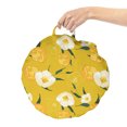 thumbnail image 2 of Floral Round Floor Cushion with Handle, Design Vintage Blooming Flowers, Decorative Pillow for Living Room & Dorms, 18" Round, Dark Yellow Hunter Green, by Ambesonne, 2 of 4