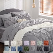U by Bedsure Queen Comforter Set - 7 Pieces Grey Comforters , Pintuck Bedding Sets for All Season, Bed in a Bag with Flat Sheet and Fitted Sheet, Pillowcases & Shams
