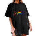 thumbnail image 1 of Pompotops Femmes Été Vintage Drop Manches Arc-en-Ciel Imprimé Manches Courtes Tops Blouse, 1 of 9