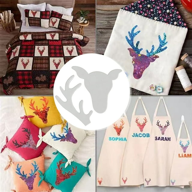 RXIRUCGD Fabric Christmas Deer Sewing Template Patchwork Sewing Ruler for Christmas Decor, 2pcs