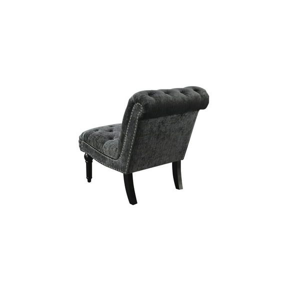 Accent Chair Armless Tufted Charcoal French Style Living Room Chair Nailhead Trim