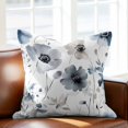 thumbnail image 2 of Spring Floral Throw Pillow Cover Watercolor Grey Blue Flower Cotton Linen Cushion Cover Throw Pillow Case with Invisible Zipper for Couch Sofa Bed Chair Car 26x26 Inch, 2 of 9