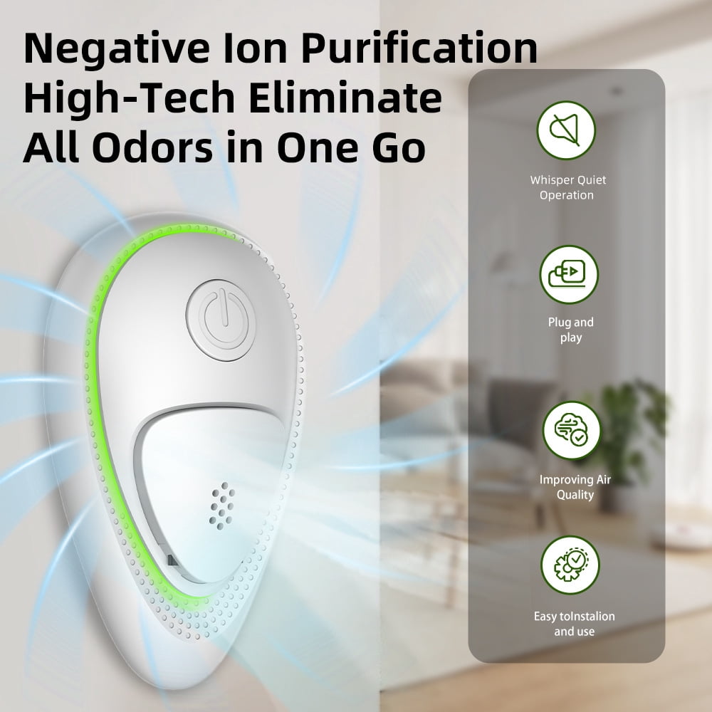 Portable Air Purifier for Allergies and Pets, Ionic Air Ionizer with Electrostatic Purification for Mold, Smoke and Odors, Small Room Plug-in Air Deodorizer for Nursery, Office and Travel
