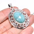 thumbnail image 2 of Natural Large Oval Green Amazonite Stone 925 Sterling Silver Design Pendant Gift Jewelry for Her, 2 of 5