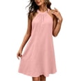 thumbnail image 2 of ClodeEU Women's Halter Sleeveless A-Line Mini Dress, Casual Summer Dress Pink,Women's Plus S, 2 of 8