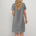 thumbnail image 4 of Ayolanni Sun Dresses for Women Knee-Length Loose Cotton Linen Gray Short Sleeve Solid Dresses Ladies Dresses M, 4 of 7