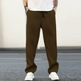 thumbnail image 4 of DPTALR George Men's Yoga Sweatpants，Athletic Lounge Pants，Open Bottom Casual Drawstring Jogger Pants with Pockets,Brown,Big and Tall Men M, 4 of 8