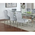 thumbnail image 6 of Classic Gray Flannelette Wingback Dining Chairs (Set of 2) - Glam Style, Tufted Back, Acrylic Buttons, Silver Nailhead Trim, 21"W x 40"H, for Dining Room, 6 of 10