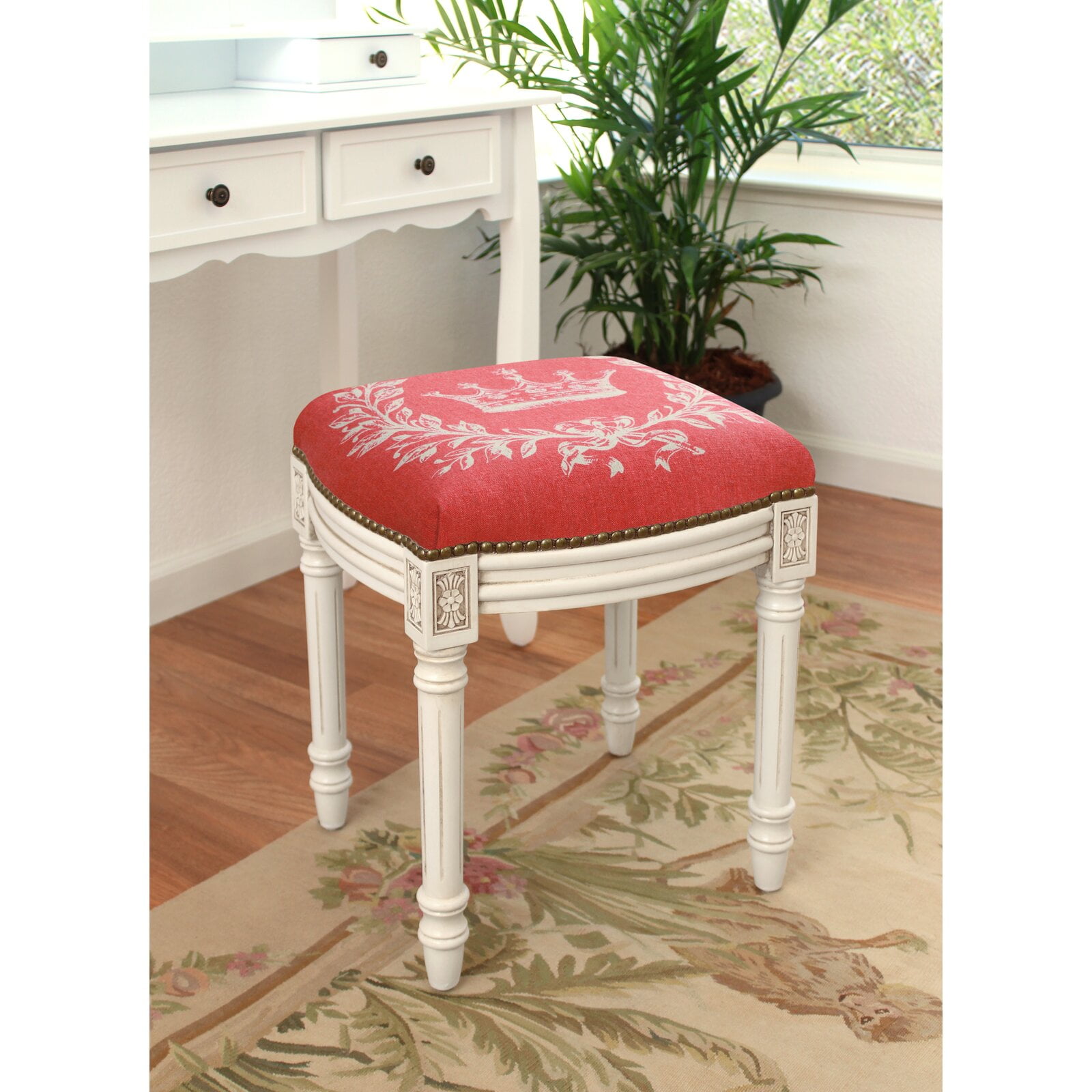 coral vanity stool