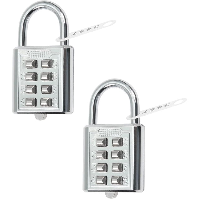 HUGFEGWE 8 Digit Button Combination Security Padlock Digital Lock for Suitcase Luggage Drawer Door Toolbox Fixed Gym Cabinet Door Toolbox Padlock Gym Sports School and Employee Lock,Silver UA824-6865
