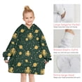 thumbnail image 6 of Green Octopus Planet Star Pattern Blanket Hoodies for Kids 6-13YR Oversize Wearable Blanket Hoodies for Boys Girls Teens, 6 of 7