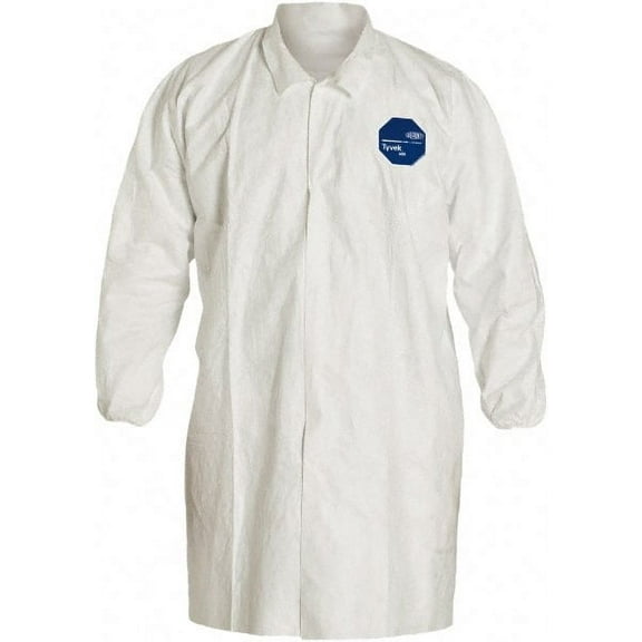 DuPont Tyvek Lab Coats No Pockets Knee Length, Medium, DuPont Tyvek